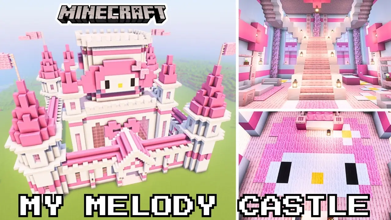 decorate a My Melody castle in Minecraft thumbnail