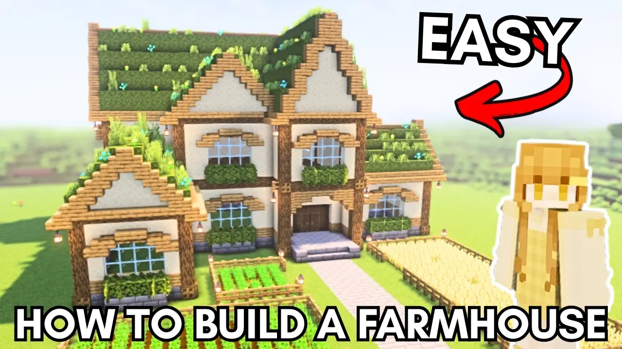 easy minecraft farmhouse thumbnail